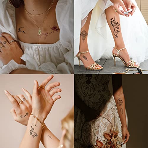 CUTELIILI Privremene cvijeće Tetovaže za žene, djevojčice i djecu(240+uzoraka),Naljepnice, Tetovaže Crne kane,Slatka