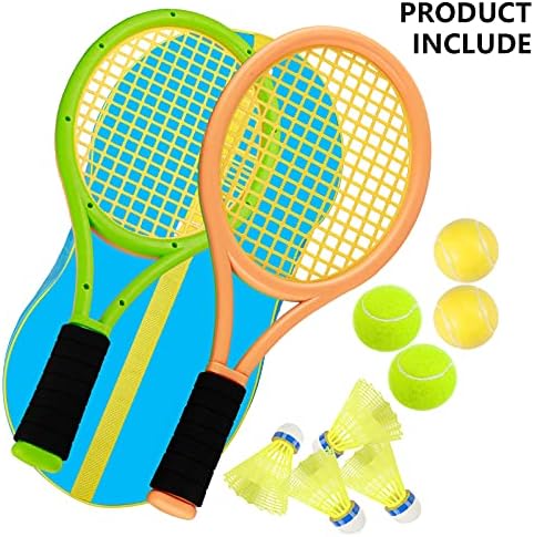 Dječje reket za tenis Crefotu,17-inčni plastični reket za tenis sa 2 mekana loptica,2 teniska loptica i 4 volanima