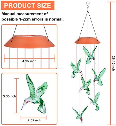 Solarni Vjetar zvona, Ptice, koje Mijenjaju boju led pozadinsko osvjetljenje, Mobilni viseće vjetar zvona na
