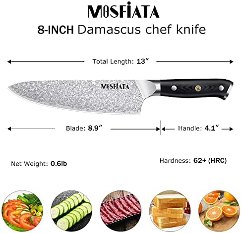 Kuhar nož MOSFiATA Damask 8 Ultra-Oštar Japanski Kuhinjski nož VG-10 od Damast nehrđajućeg čelika 67-Слойный