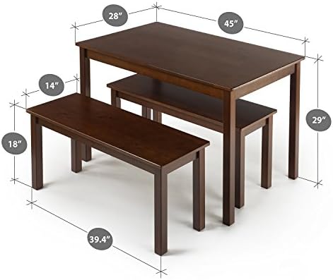 Blagovaonica Drveni stol Zinus Juliet Espresso sa Dvije Klupe / Set od 3 predmeta, Stol i Klupa