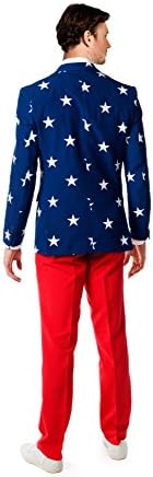 Muška odijela s Američkom zastavom Odijelo - Haljinu SAD na 4. srpnja s Crveno-bijelo - plavom пиджаком, hlačama a i kravata