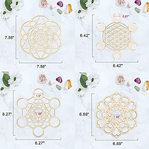 Морнаджина Set 4 Zidne crteže Svetoj Geometriji, Drveni Mandala, Kristalna решетчатая glačanje, Cvijet života,