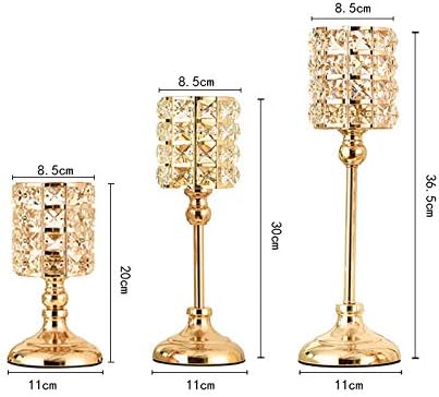 YAODFYL Zlatna Kristalna Zdjela Svijećnjak Set od 3 predmeta za dekoraciju blagovaonice Ukrasne Centralne predmete