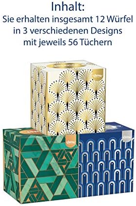 Meka Tkiva lica papirnatih maramica Cube, 3 Sloja, Različitih dizajna i Boja, 56 Komada Pakiranje od 12