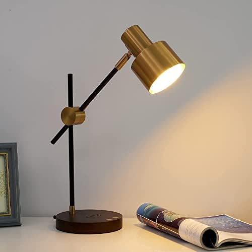 Lampe s bežičnim punjačem i USB-priključkom, Obrtna ručica,prikladniji mesinga Metal,Noćni ležaj strana stolovi