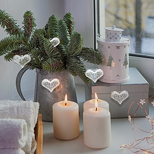 24 Kom. Božićni ukrasi od stakla sa srca, Vise Transparentan ukras u obliku srca od akrilnog stakla, Surround