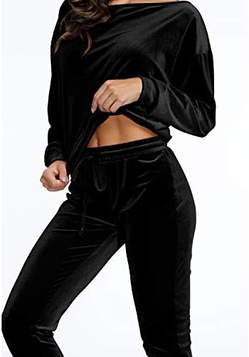 Ženska majica Fixmatti iz 2 predmeta s jednim krakom, komplet za jogging, Baršunasti sportski odijelo