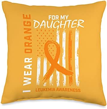 Nosim Narančastu Jastuk Za Svijest O Kćeri Leukemije, Jastuk S Američkom Zastavom.