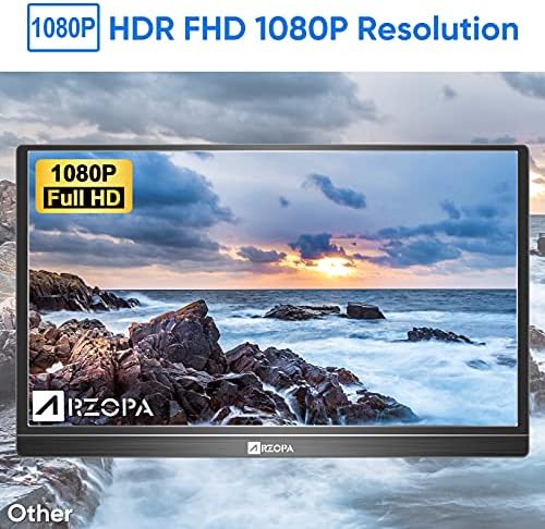 Prijenosni monitor Arzopa, 15,6 FHD HDR 1080P SRGB Prijenosni Monitor za laptop USB C HDMI Gaming Vanjski