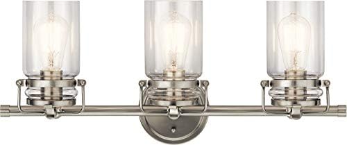 Kichler Lighting Brinley 24 3 Svjetlosna lampa za komoda s prozirnim staklom od brušenog nikla