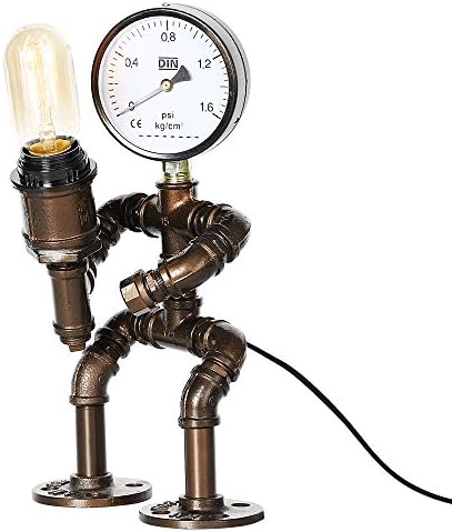 Industrijska Lampe HAITRAL-Retro-Lampa-Robot u stilu Para-Punk s Uređenjem vodomjer,Kreativno Zabavna Lampe s vodom iz Cijevi za spavaće Sobe ,Bar, Restoran (Ne uključuje Žarulje)
