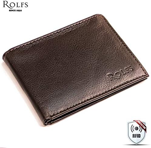 Dvostruki novčanik Rolfs za muškarce, blokiranje RFID-novčanik od prave kože za muškarce, 4,25 x 3,25 inča i