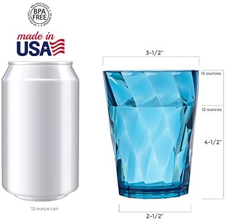 Plastične čaše Optix 14 oz | set od 8 u 4 obalnim bojama