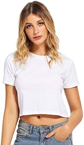 Ženske svakodnevne majice SweatyRocks s okruglog izreza i kratkih rukava, osnovni skraćene top, majice