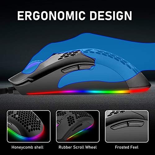 Žičano Lagan Gaming miš,miš s pozadinskim osvjetljenjem 6 RGB s programirati pokretač 7 gumba,Računalni miš