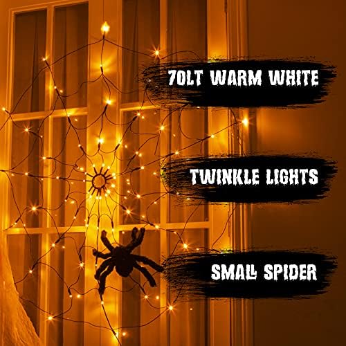 EAMBRITE LED Halloween Crna Fin lampa sa 70 led vodootporne narančastim situ, svjetiljkama i 1 Crni Pauk za
