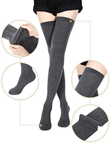 3 Para Produženih Čarapa Čarape do bedra su Izdužena čarape za djevojčice Ženske (Crna, Tamno siva, Bordo-crvena,