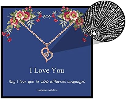 Volim Te Ogrlica na 100 jezika Poklon Projekcija Privjesak Ogrlica na Valentinovo Godišnjicu, Rođendan Weeding