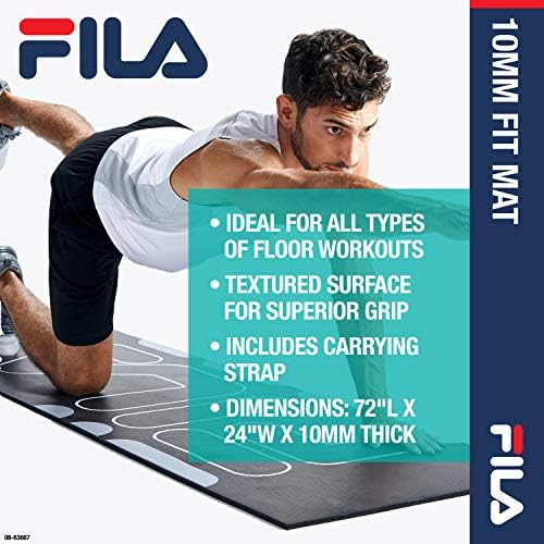 Prostirku za vježbanje FILA Accessories - Vrlo gust yoga Mat za odlazak u fitness i teretana - Uključuje remen