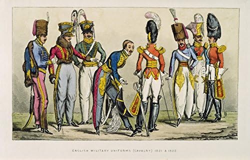 Britanski Vojnici 1821 Engleska Vojna Oblik (Konjica) I 1821 1822 Moderne Satiričnog Engleskom Plakati s Акватинтой