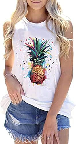 ASTANFY Ženske sunčane naočale ananas Plaža vrhovima Smiješno grafički prsluk Svakodnevne ljetne majice bez