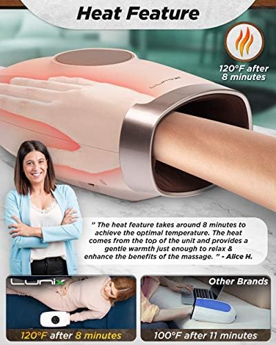Bežični Električni Jastuk za ruke Lunix LX3 sa kompresijom, Maser za spot terapije sa 6 razina tlaka za liječenje Artritisa, bolova, Karpalnog tunela i ukočenost prstiju, Masažna stroj Shiatsu grijani