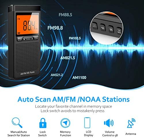 Greadio AM/FM radio s оповещением o vremenu, Prijenosni транзисторное radio NOAA s boljim prijmom, Baterija