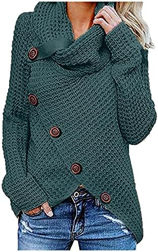 MMIYY Veste s kapuljačom na zakopčane za žene s dugim rukavima Asimetrični pulover s skripta Kardigan Džemper