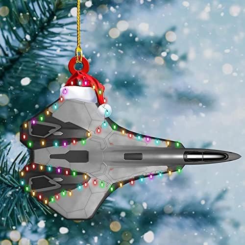 8 Kom. Set Drvenih Visećih Ukrasa za Božićno drvce ,Personalizirani Drveni Mini Automobil, Avion-lovac, Vlak,
