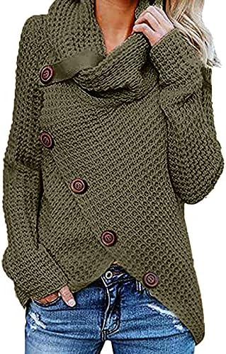 MMIYY Veste s kapuljačom na zakopčane za žene s dugim rukavima Asimetrični pulover s skripta Kardigan Džemper