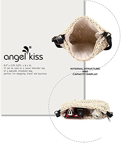 Poljubac Anđela Slama torbe Plaža Tote Plaža torba ručnog rada od ratana na ramena za žene