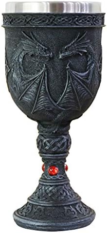 Srednjovjekovni Kupa s Dvostrukim Zmaj - Vinska čaša tamnice i zmajevi - 6,3 oz Kupa Od Nehrđajućeg Čelika Za