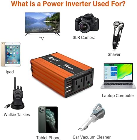 Inverter snage Ampeak 300 W,Inverter dc 12 v Na 110 v ac 2 USB priključka za punjenje 2 Rozetama ac Auto pretvarača