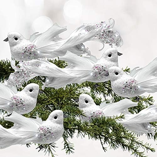 БАНБЕРРИ STVARA bijele golubove od perja s isječcima - Set od 12 Ptice s dugim repom - Dekoracije za golubove-kornjače.