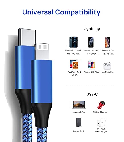 Dugi kabel za brzo punjenje kabel za iPhone 12,[Certified Apple MFi] USB Kabel C-Lightning 2 pak. 10-noga Kabel