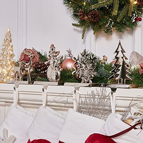 Set držača božićnih čarapa WBHome od 4 predmeta, Jelen, Snješko, Božićno drvce i pahuljica,Protuklizni metalna