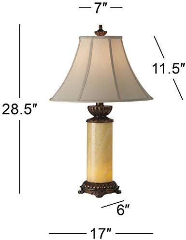 Tradicionalni Azijski Stolna lampa Set od 2 Prirodnih kamenja Oniksa Tamno - Brončano Smeđe boje S bijelim ton