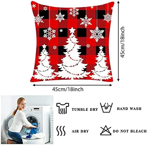 Božićni Jastučnice Caselast 18x18 cm, Set od 4 - x crno-crvenih šiblja ukrasni jastuk pokriva od bivola, Lana