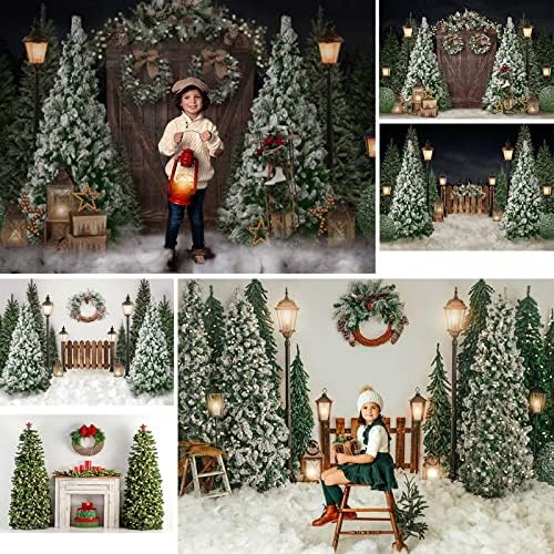 Mobilna kućica 7x5 metara Božićna pozadina za fotografiranje Božićna drvca Kamin Zimsko prozor Unutrašnjost Dječji rođendan Pozadina za obiteljski portret Rekvizita za dekoracije foto-studio (2#)