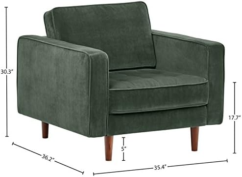 Brand – Moderna Baršunasto naglasak stolica sa zakovicama Aiden Sredine stoljeća (35,4 Cm)- Hunter Green
