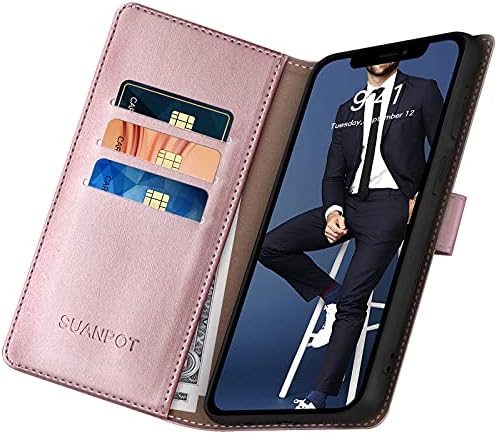 SUANPOT za iPhone 13(ne 13Pro) 6,1-inčni 5G s RFID-lock-up Torbica-novčanik Nositelj kreditne kartice,Flip-knjižica