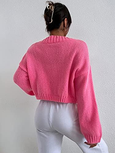Шеин Ženski V-izrez u obliku dugih Rukava Skraćene Kardigan Džemper s otvorenim ramenima odjeća