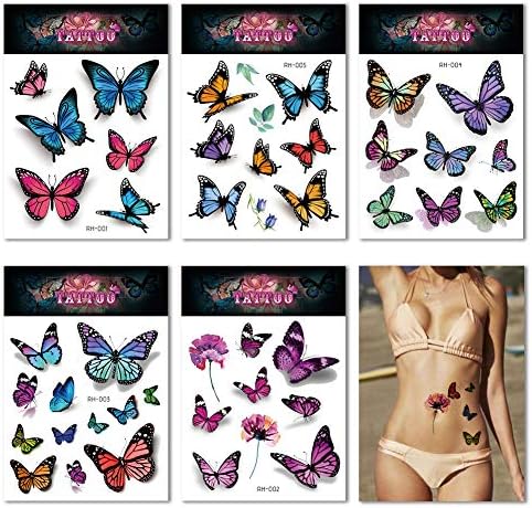 3D Tetovaže Leptira 170+kom za žene, Ožiljak Pokriva Šminka Privremene Tetovaže i Body Art Vodootporne Naljepnica