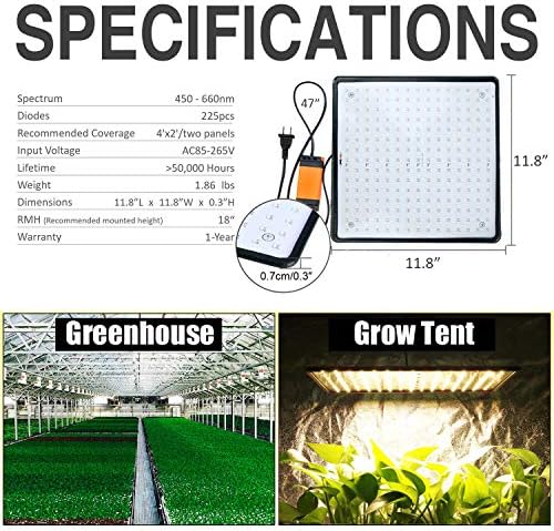 SEAMETAL 2-Paket led Lampe za uzgoj biljaka Punog Spektra, Lampe za uzgoj biljaka kapacitetom od 45 W s Crvenim