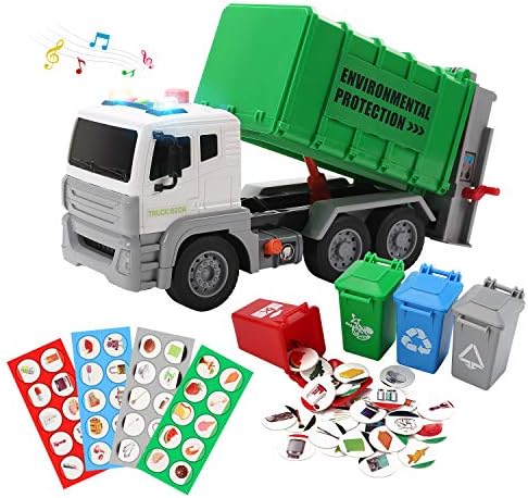 12 kamiona smeća Igračke kamiona smeća Reciklira Kamion sa zvukom i svjetlom, Kamion s pogonom od trenja sa