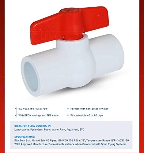 Ventil srednje linije Kuglasti ventil PVC Crvena T-Slikovita olovke Za zaustavljanje vode 2-1/2 inča. Veze s