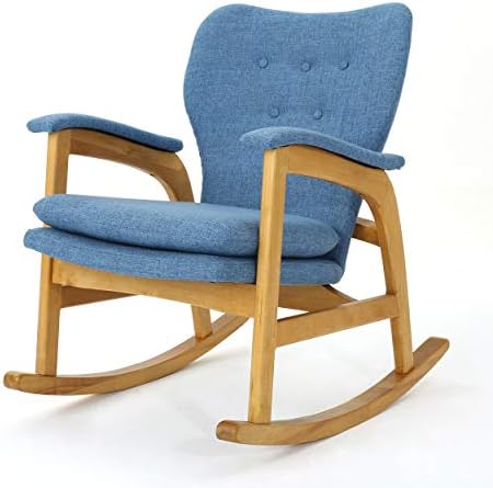 Stolica za ljuljanje Christopher Knight Home Brannt Sredine Stoljeća od tkanine, Prigušeno Plava / Svijetlo
