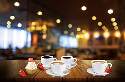 Šalice espresso tanjurići od Bruntmor - 4 oz - Elegantna Bijela Keramika, Za Kavu, Kava, Moka i Čaja, Set od