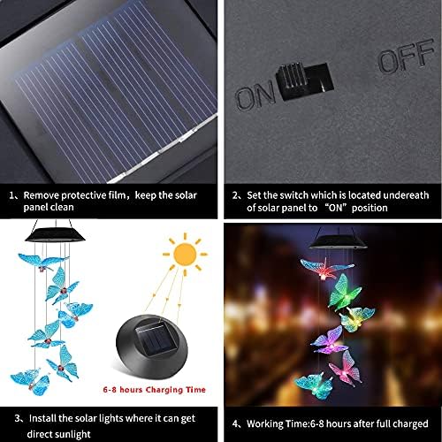 HiSolar Leptir Solarni Vjetar Zvoniti Promjena Boje LED Mobilni Vjetar Zvoniti na Solarni pogon Vanjski Vodootporna